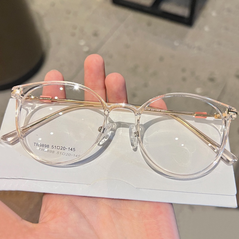 กรอบแว่นตา แว่นสายตาสั้น (-100 ถึง -400) กรอบแว่นตาทรงกลม TR90 ป้องกันแสงสีฟ้าแฟชั่น