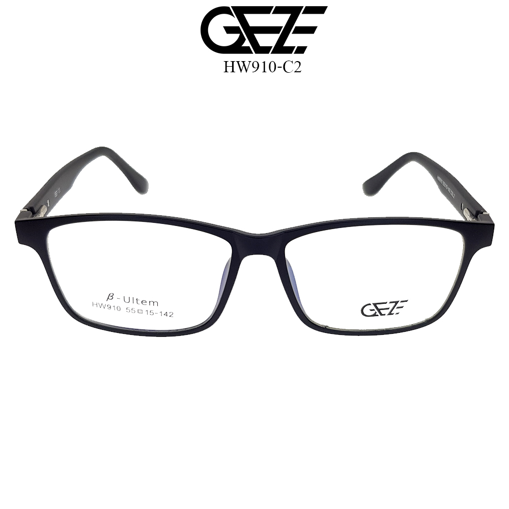 กรอบแว่นสายตา GEZE Clip-On รุ่น HW910-C2 เต็มกรอบสีดำด้าน คลิปออนแม่เหล็ก เลนส์กันแดด Polarized