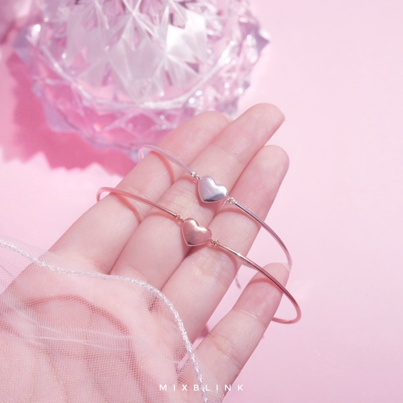 กำไล สร้อยข้อมือ เงินแท้ 92.5% ส่งฟรี EMS ♡ รุ่น Preppy ♡ - หัวใจ