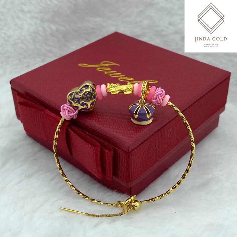 กำไลข้อมือปี่เซียะแพนโดร่า 0.1 กรัม ข้อมือฟรีไซส์ แถมกล่องทุกออเดอร์(A012)