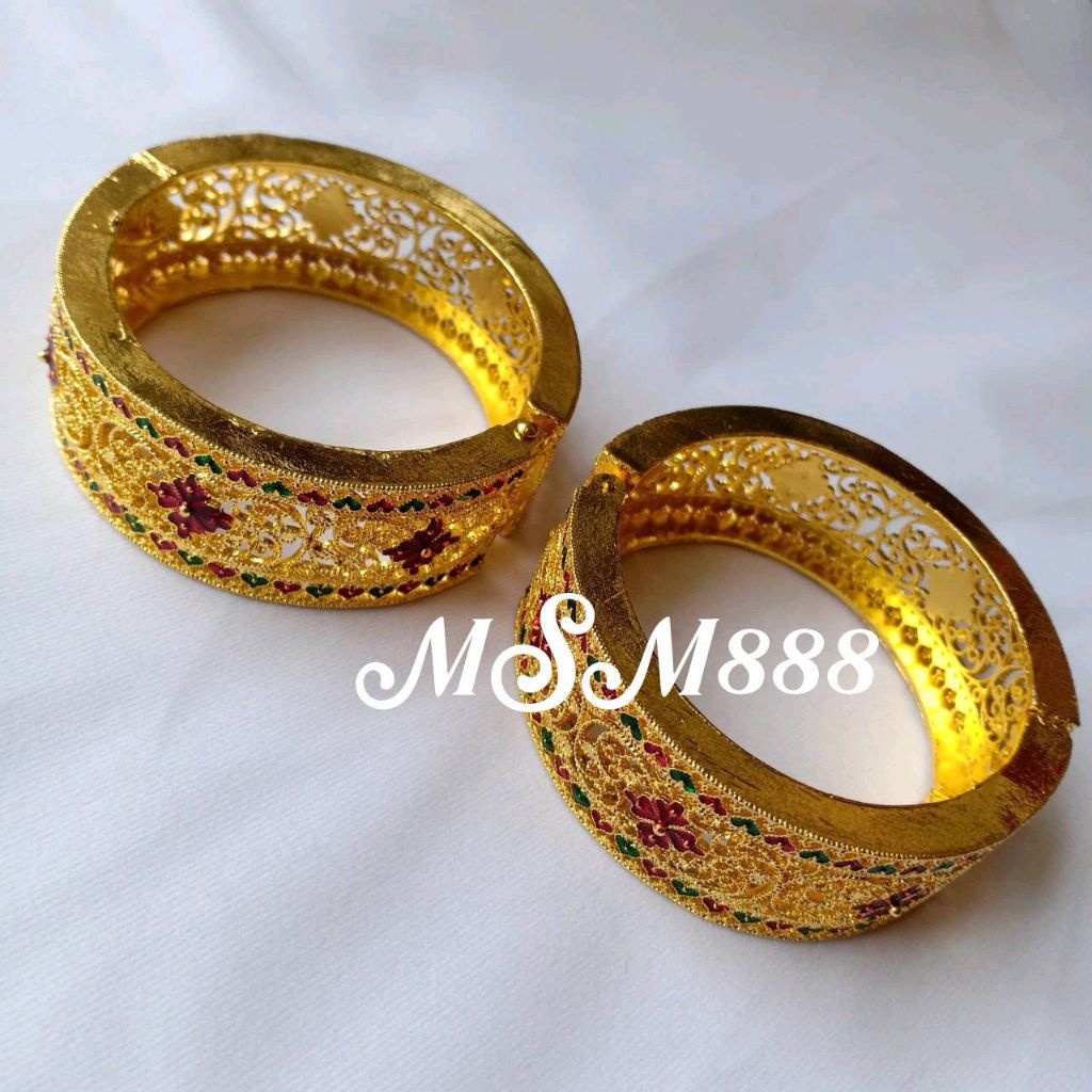 กำไลเครื่องประดับชุดไทย กำไลชุดไทยสีทองลงยา (ราคาต่อ 1 วง )