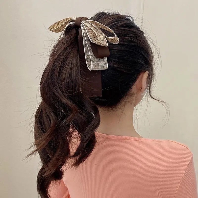 กิ๊บกล้วย ผ้าทวิส ผ้าริ้บบิ้น กิ๊บติดผม กิ๊บผม กิ๊บหนีบผม Bow banana clip