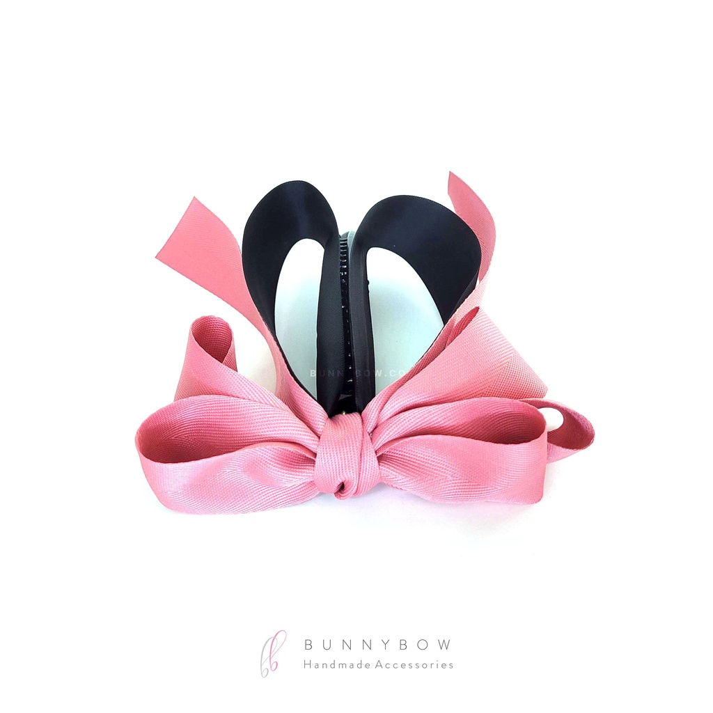 กิ๊บกล้วยแฟชั่น ริบบิ้นเกาหลี Herringbone งานแฮนด์เมด โบว์ติดผม BunnyBow เกรดพรีเมียม พร้อมส่ง