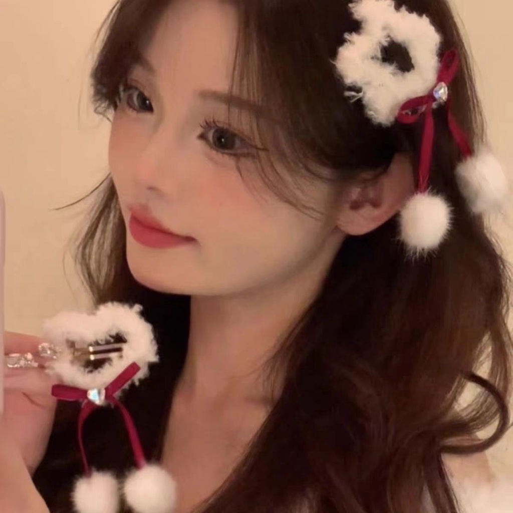 กิ๊บติดผม ประดับโบว์ ริบบิ้น สีแดง น่ารัก เครื่องประดับผม สําหรับตุ๊กตาหิมะ 2023