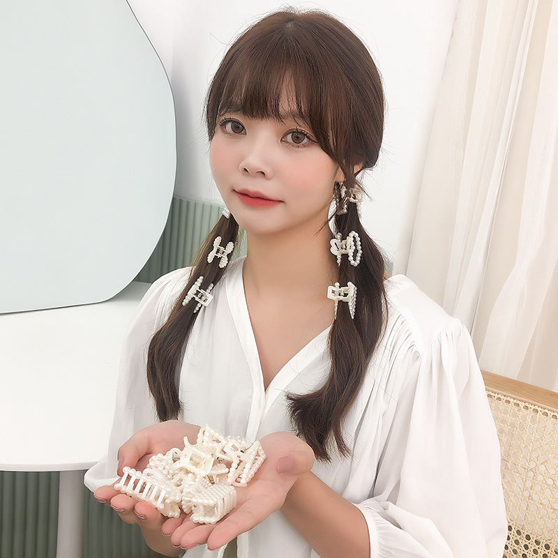 กิ๊บติดผม ประดับโบว์ และไข่มุก อเนกประสงค์ แบบเรียบง่าย สไตล์เกาหลีเรโทร สําหรับผู้หญิง