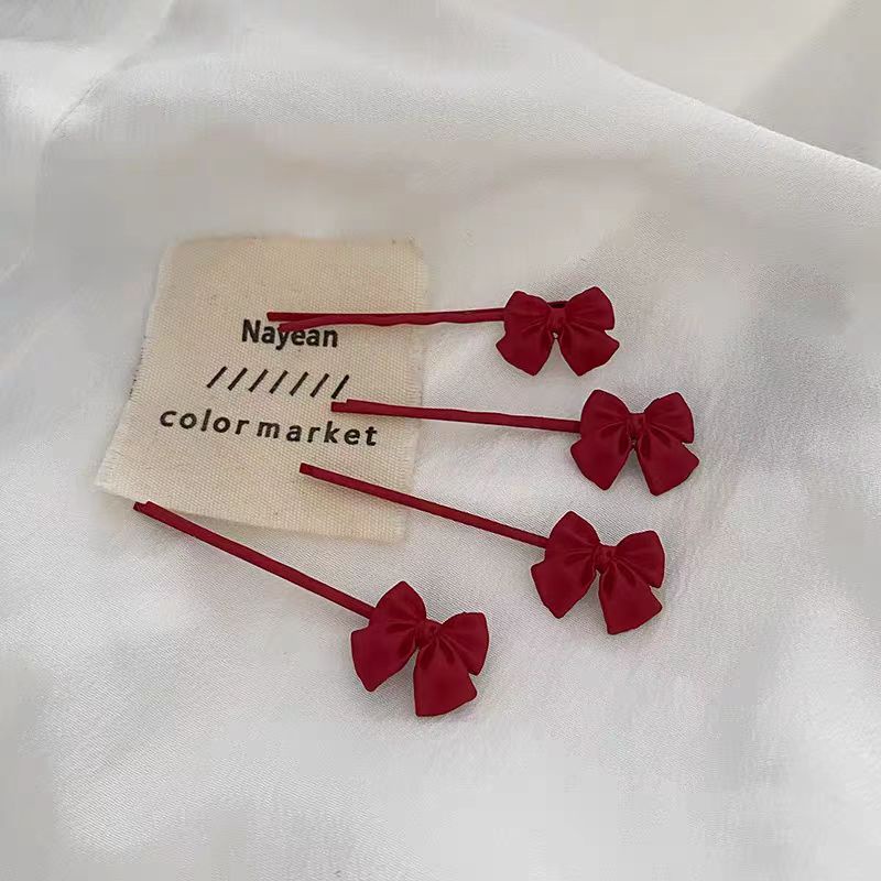 กิ๊บติดผม ประดับโบว์น่ารัก สีแดง สไตล์เกาหลี เหมาะกับของขวัญปีใหม่ สําหรับผู้หญิง 2024