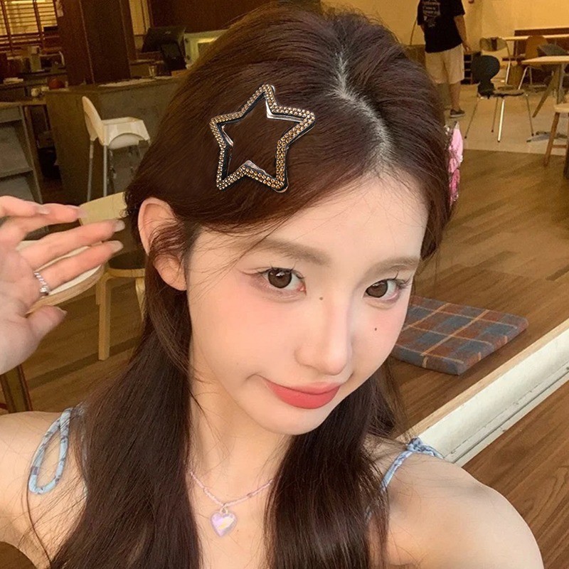กิ๊บติดผม รูปดาวห้าแฉก ประดับเพชร พลอยเทียม สไตล์เกาหลี แฟชั่นยอดนิยม สําหรับผู้หญิง Y2K