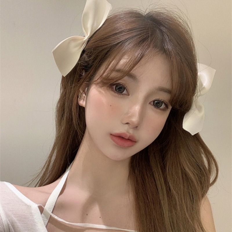 กิ๊บติดผม รูปเป็ด ประดับโบว์ แบบครึ่งด้าน สไตล์เกาหลี สําหรับผู้หญิง