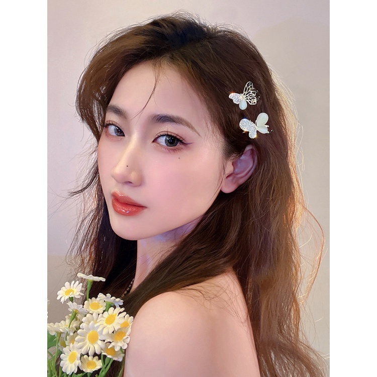 กิ๊บติดผม โลหะผสม พลอยเทียม รูปผีเสื้อ ดอกไม้ ขนาดเล็ก เครื่องประดับ สําหรับผู้หญิง