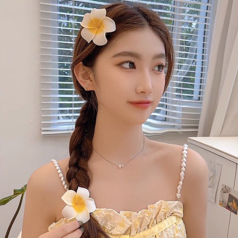 กิ๊บติดผมหน้าม้า ลายดอกไม้น่ารัก สไตล์เกาหลี แฟชั่นสําหรับผู้หญิง