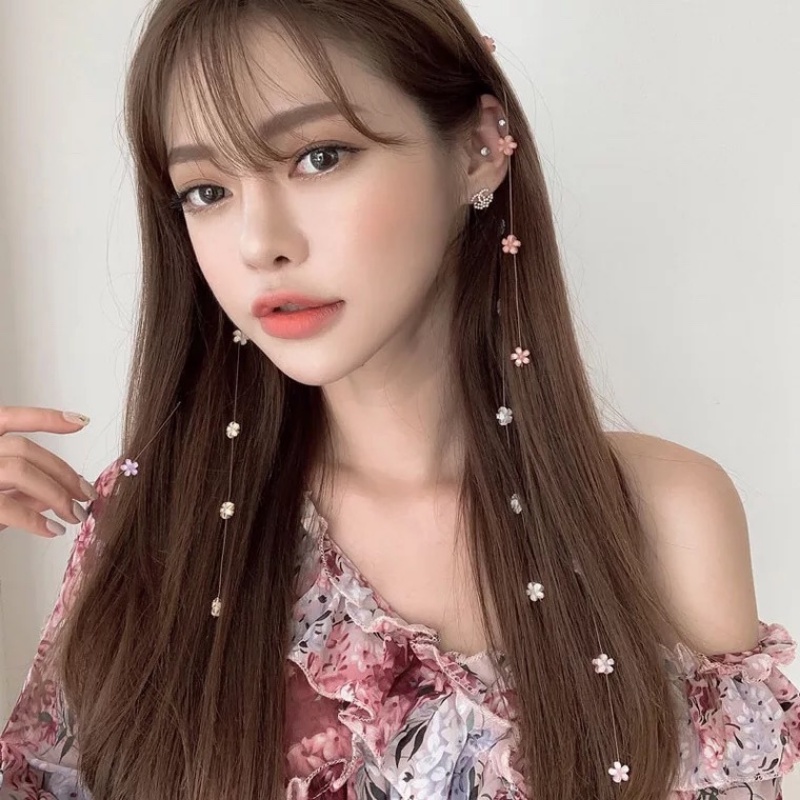 กิ๊บติดผมหางม้า แบบถัก ประดับพู่ ลายดอกไม้น่ารัก สวยหรู แฟชั่นแฟรี่ สําหรับผู้หญิง