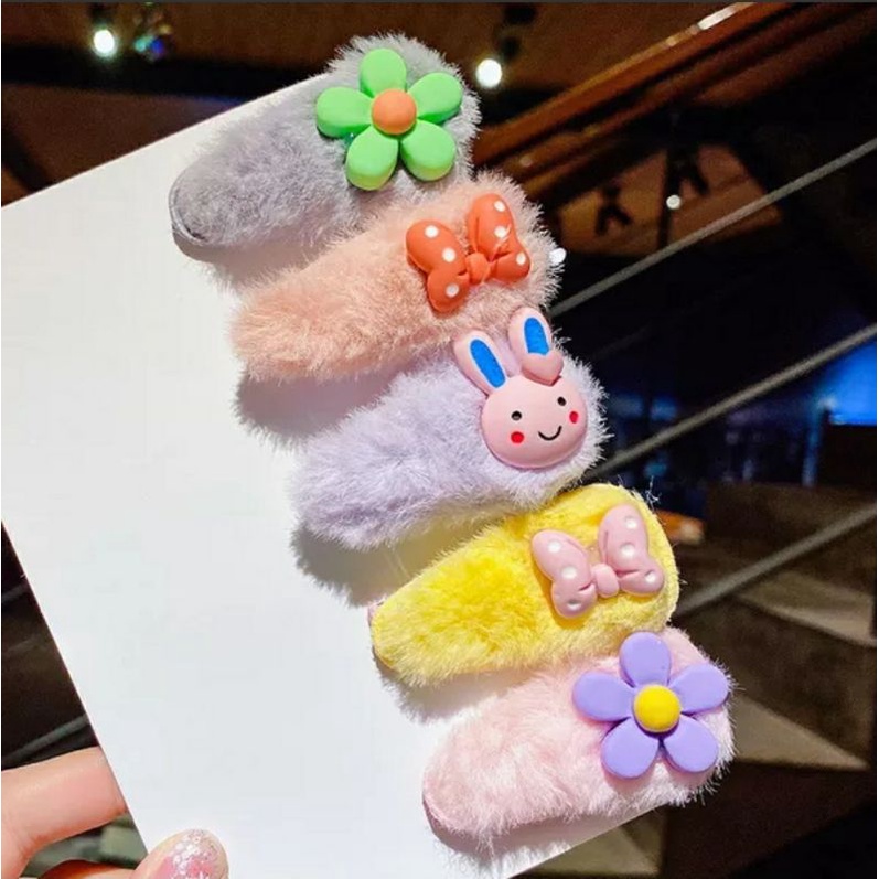 กิ๊บฟูติดผมลายน่ารักสไตล์เกาหลี 5ชิ้น/เซท มีทั้งหมด4เซท