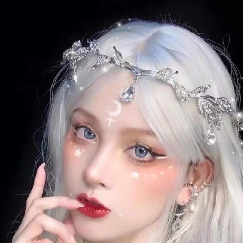 งานแต่งงานเจ้าสาวหน้าผาก Tiara คาดศีรษะคริสตัลใบผมเครื่องประดับมงกุฎนางฟ้า