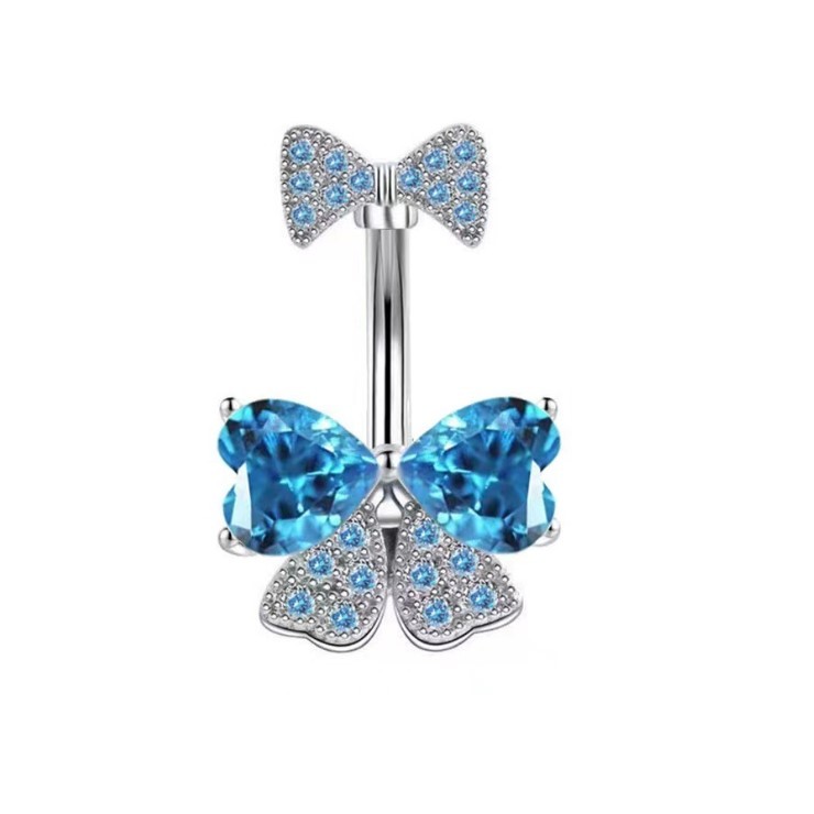 จิวสะดือ Zircon Bowknot Crystal Belly Button Rings Body Jewelry For Women Fashion Body Piercing Jewelry Piercing Navel