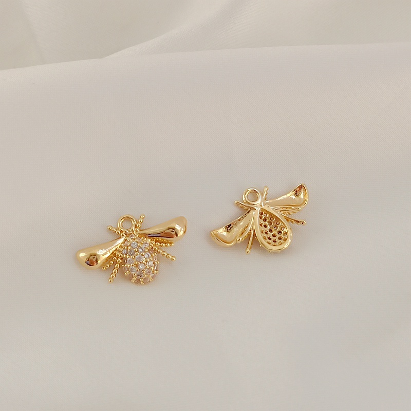 จี้สร้อยคอ สร้อยข้อมือ ประดับเพทาย รูปผึ้งน้อย ชุบทอง 14k เครื่องประดับแฮนด์เมด DIY