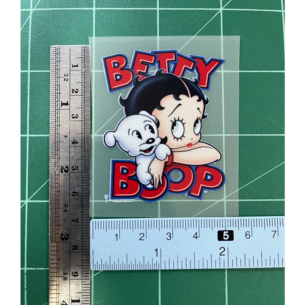 ตัวรีดการ์ตูน Betty Boop ผู้หญิงผมดำเช็กชี่  สติกเกอร์รีดติดเสื้อ