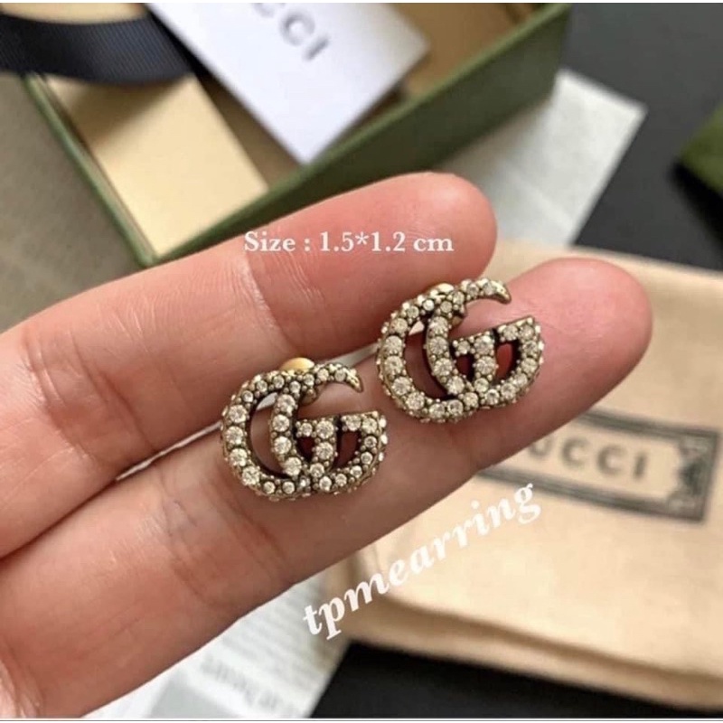 ต่างหู Gucci GG กุชชี่ งานออริ เพชร CZ