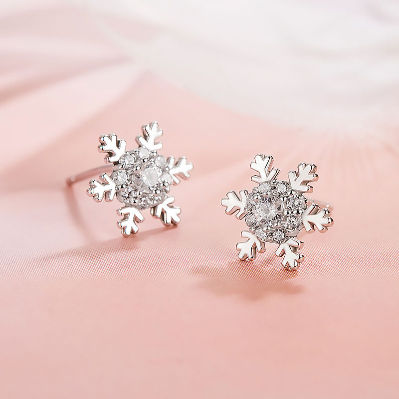 ต่างหู s925 earrings รุ่น เกล็ดหิมะ Snowflake ผู้หญิง ต่างหูแฟชั่น ของขวัญ เครื่องประดับ minimal