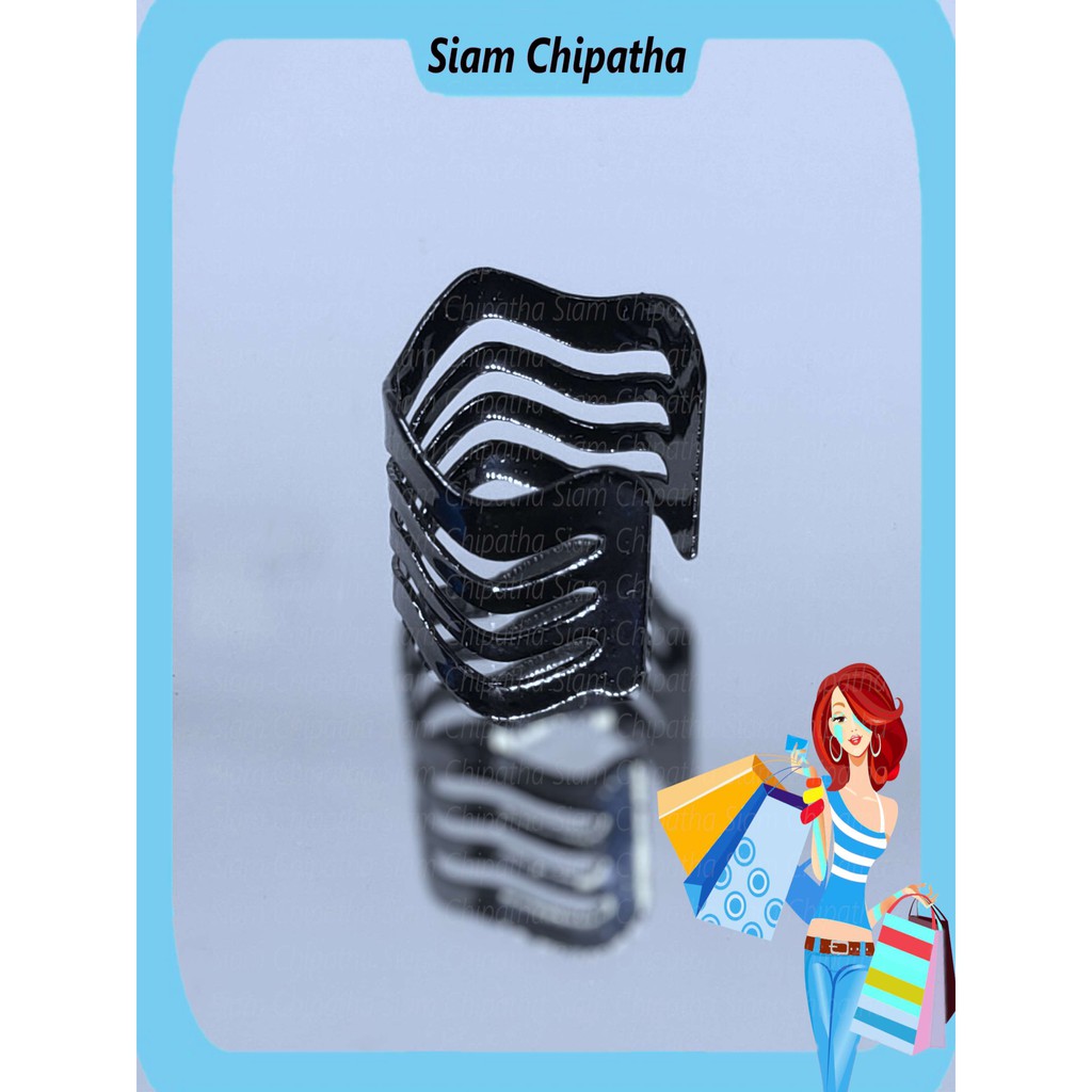 ต่างหู ไม่ต้องเจาะหู ตุ้มหู จิว | CLP . 4W | Punk Rock Ear Clip Cuff Wrap Earrings No piercing | Flat Wave 4 layer - 1 ข้าง