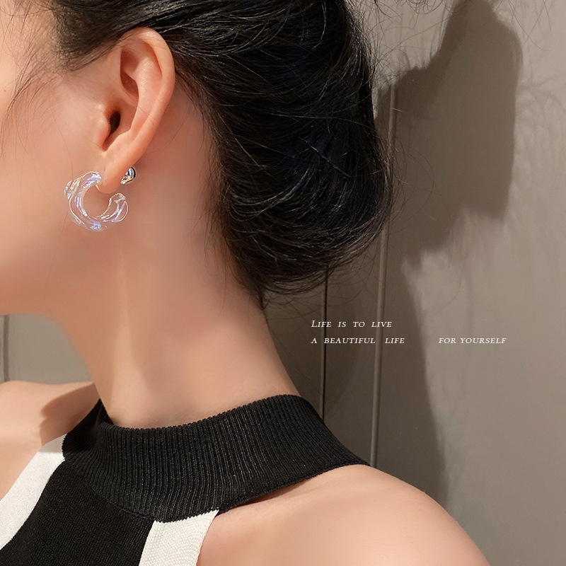 ต่างหูกระดุมอะคริลิคเรซิ่นสไตล์วินเทจสําหรับผู้หญิง S925