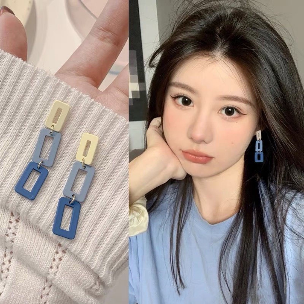 ต่างหูน่ารัก สไตล์เกาหลี สีฟ้า สําหรับผู้หญิง 925 A HELLO GIRL