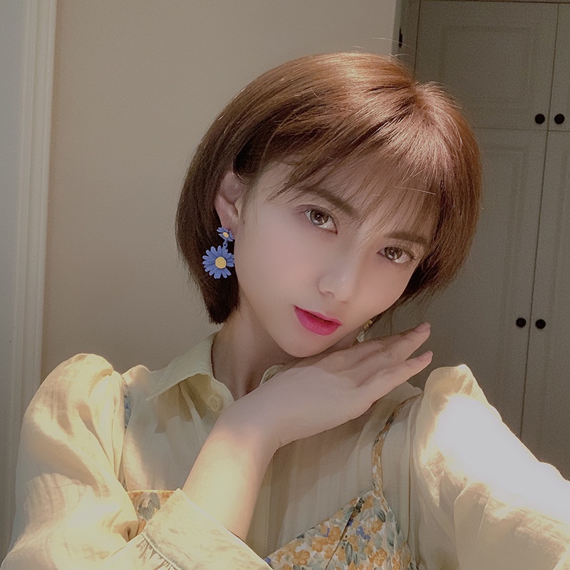 ต่างหูสีม่วง ผู้หญิง สไตล์เกาหลี จี้ดอกไม้ เรียบง่าย ย้อนยุค เครื่องประดับแฟชั่น