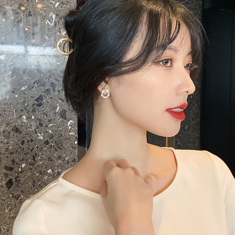 ต่างหูเข็มเงินแท้ 925 ประดับโบว์ ขนาดเล็ก สไตล์เกาหลี ขายส่ง