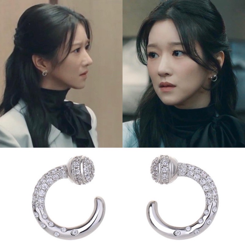 ต่างหูเงินแท้จาก eve ฝังเพชรละเอียด