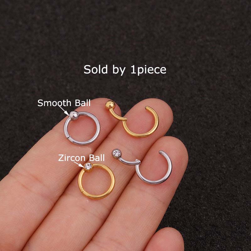 ต่างหูเจาะหูสแตนเลสลูกปัด tragus helix pinna lobe 16 กรัม 1 ชิ้น