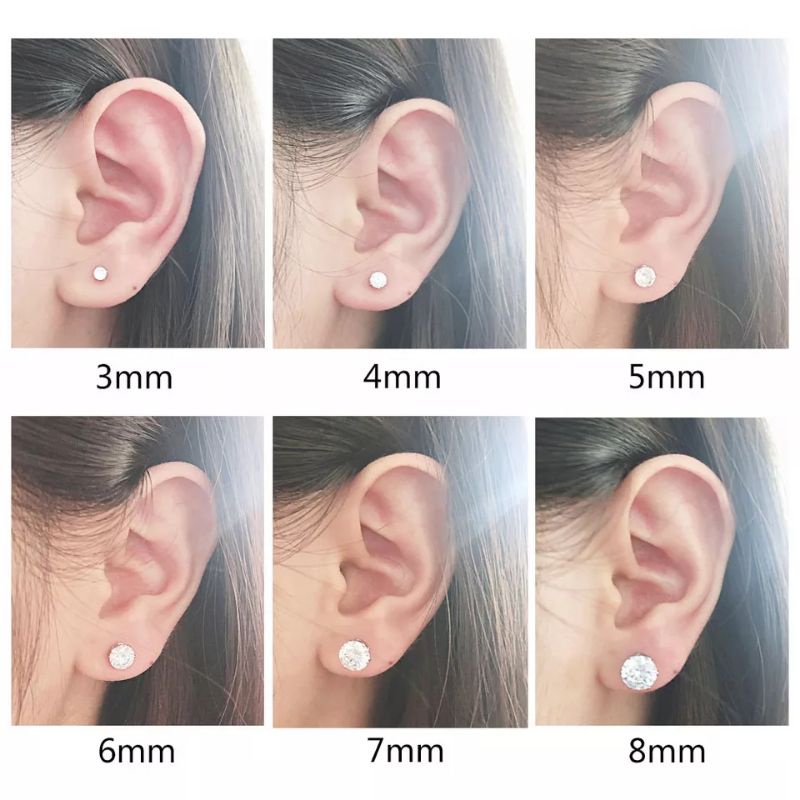 ต่างหูเพชรเม็ดเดียว ต่างหูเพชร CZ ตุ้มหูเพชร ต่างหูแบบติดหู