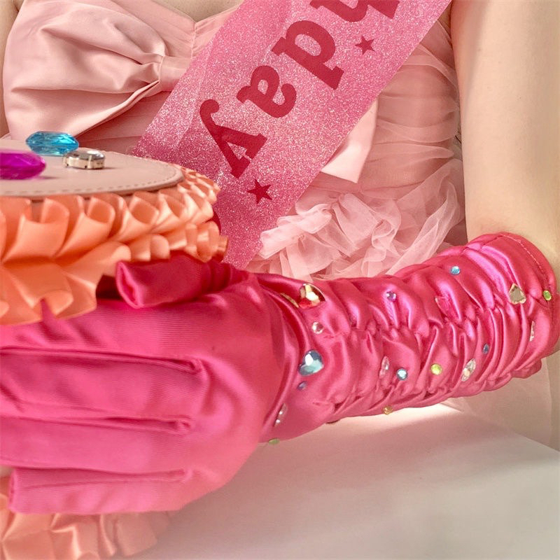 ถุงมือ ตุ๊กตาบาร์บี้เจ้าหญิง งานปาร์ตี้ ร้านไทย(แถมสติกเกอร์หัวใจ)