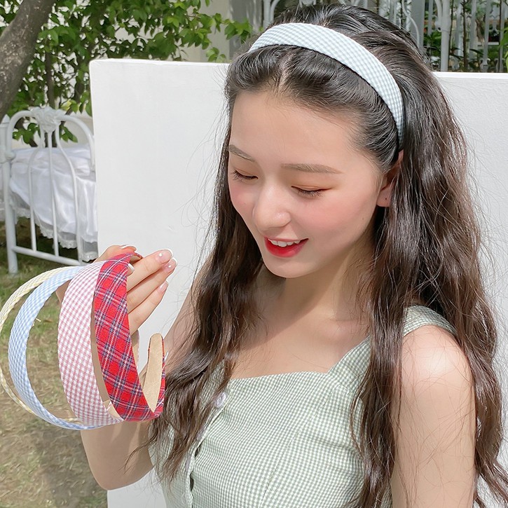 ที่คาดผม ชนิดผ้าซาติน ลายดอกไม้ ลายสก๊อต สีพื้น สไตล์เกาหลี