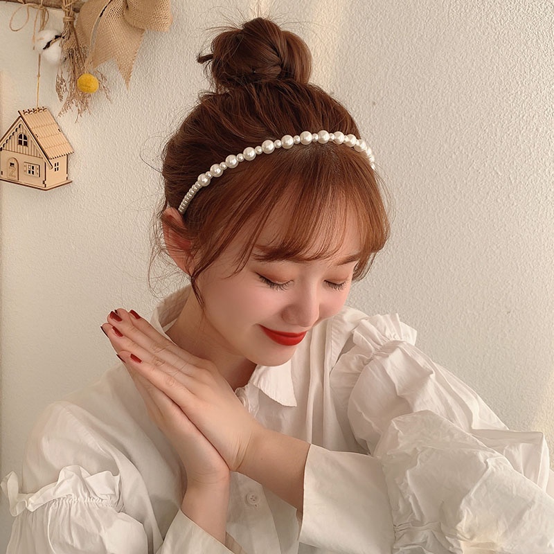 ที่คาดผม ประดับมุก ดอกไม้น่ารัก สไตล์เกาหลี สําหรับผู้หญิง