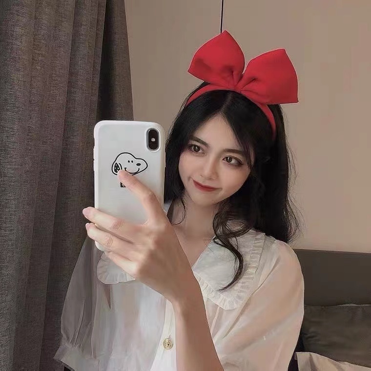 ที่คาดผม ผ้ากํามะหยี่ ประดับโบว์ สีแดง แฟชั่นฤดูใบไม้ร่วง และฤดูหนาว สําหรับผู้หญิง