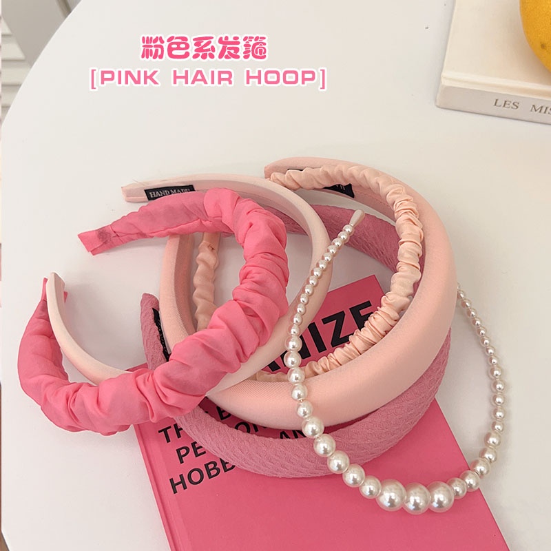 ที่คาดผม สีชมพู สไตล์เกาหลี สําหรับเด็กผู้หญิง