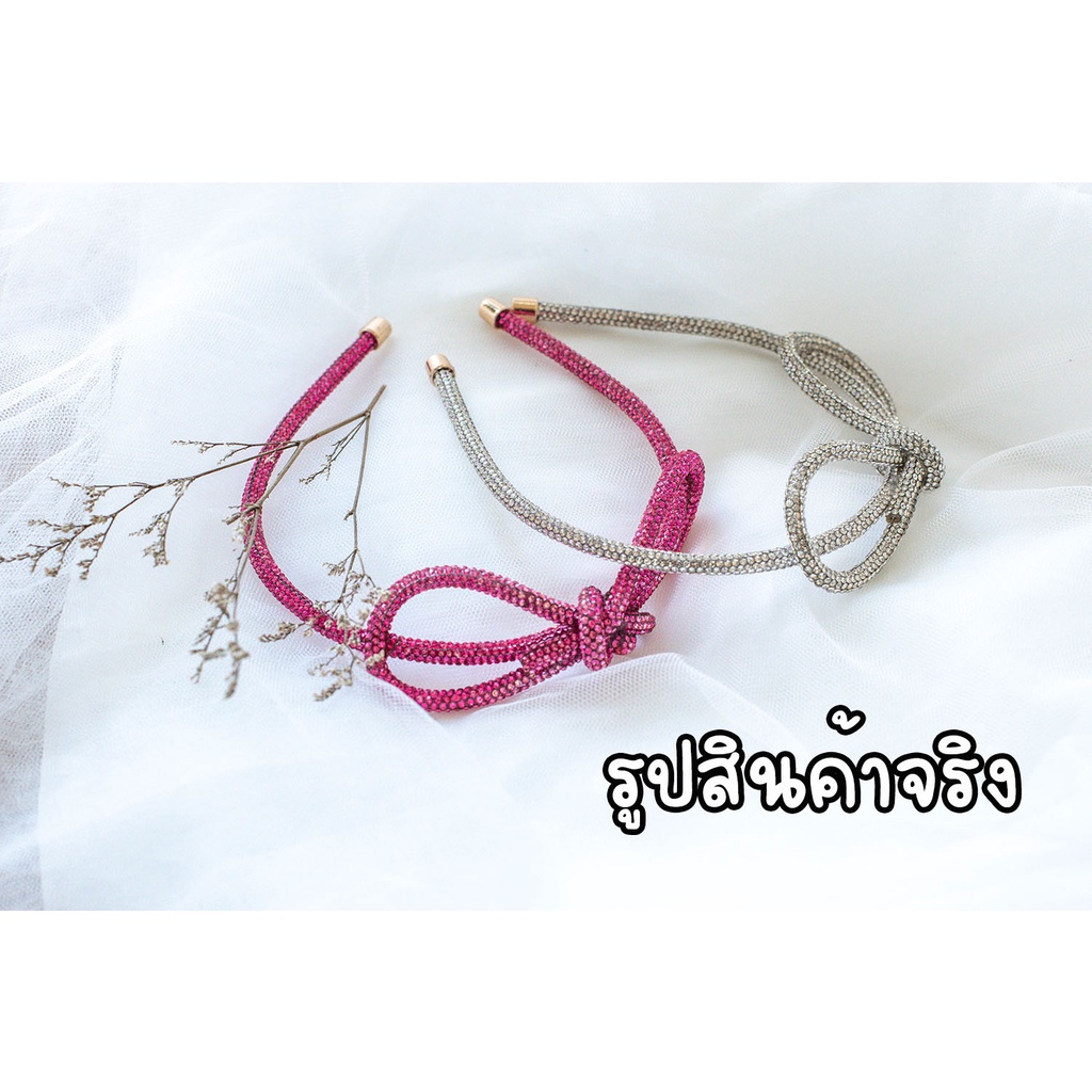 ที่คาดผม โบว์ใหญ่ประดับเพชร Rhinestone ประกายวิบวับมาก มี 6 เฉดสีให้เลือก