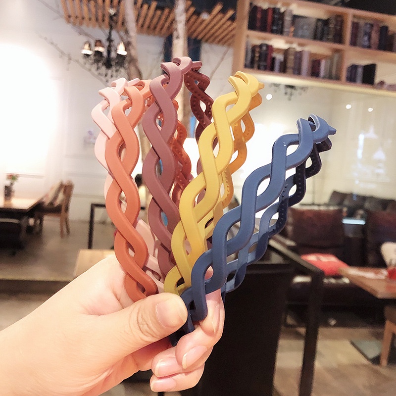 ที่คาดผมพลาสติก แบบบิดได้ สีขาว สไตล์เกาหลี สําหรับผู้หญิง