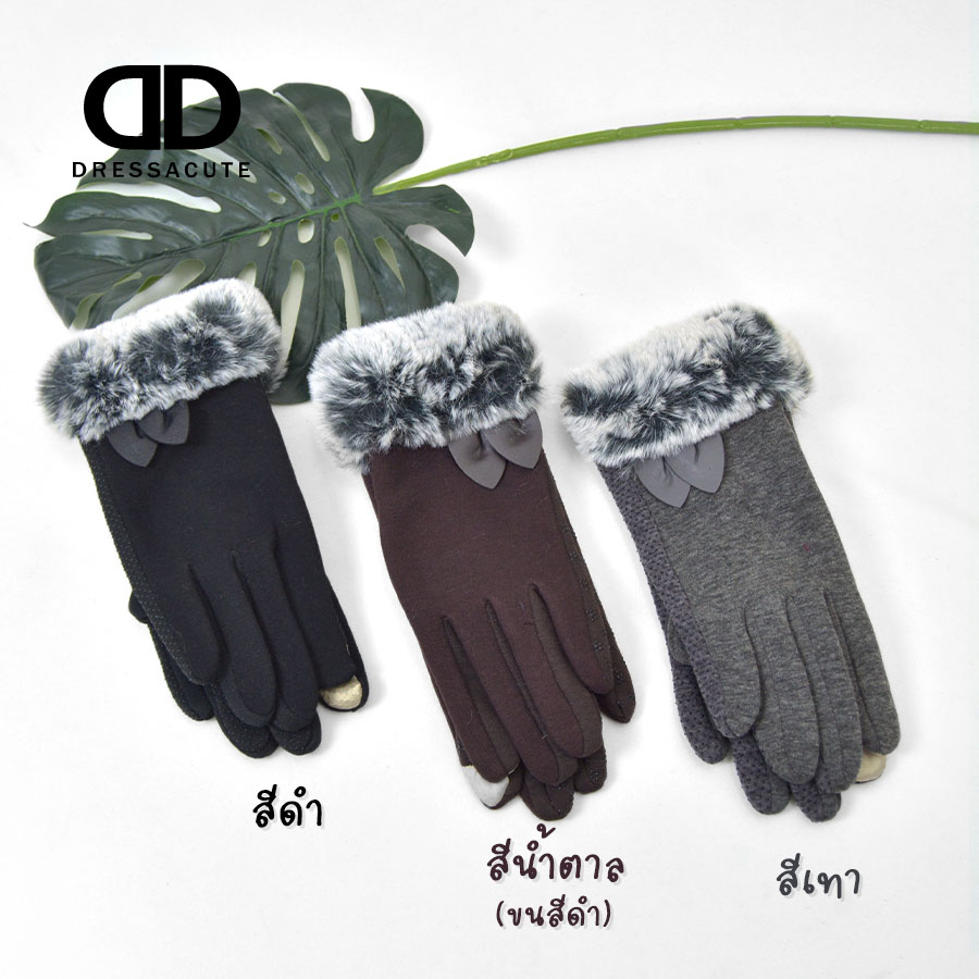 น่ารักมาก   T22 ถุงมือขนเฟอร์หูกระต่าย กดมือถือได้ ทัชสกรีน ให้ความอบอุ่น แฟชั่นฤดูหนาว
