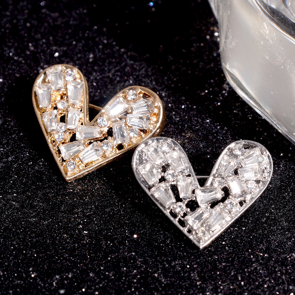 ผู้หญิง Rhinestone โลหะหัวใจเข็มกลัด