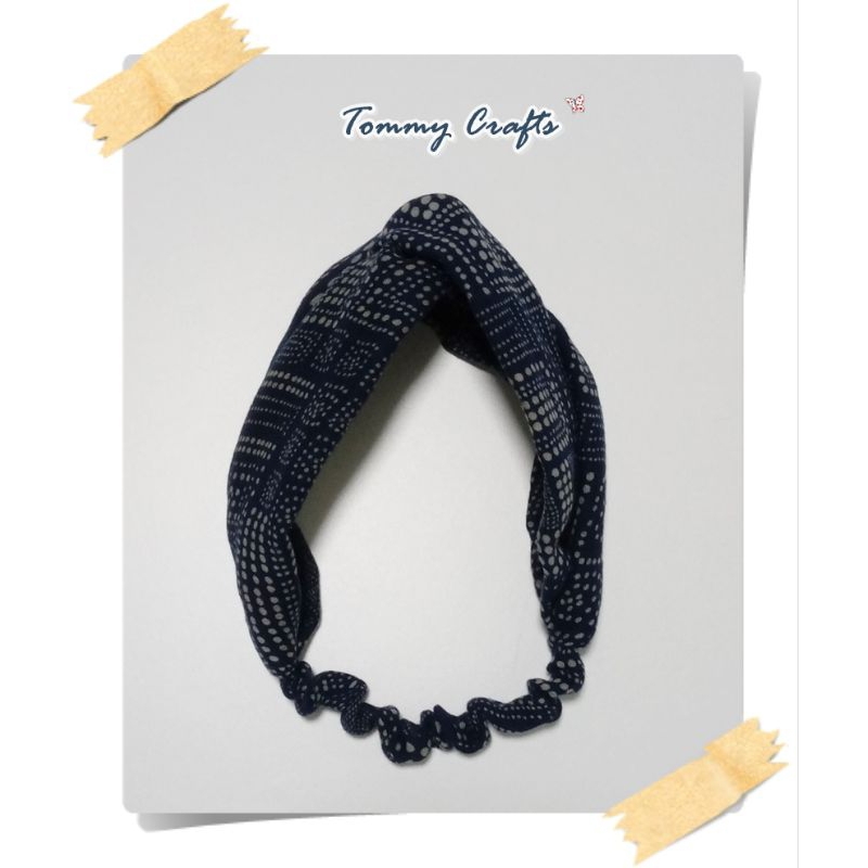 ผ้าคาดผมแบบไขว้ผ้าฝ้ายสาลูสองชั้นกัดลาย Turban twist Headband