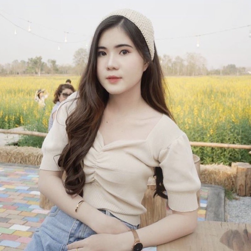 ผ้าโพกผมลายธรรมดาสีครีม