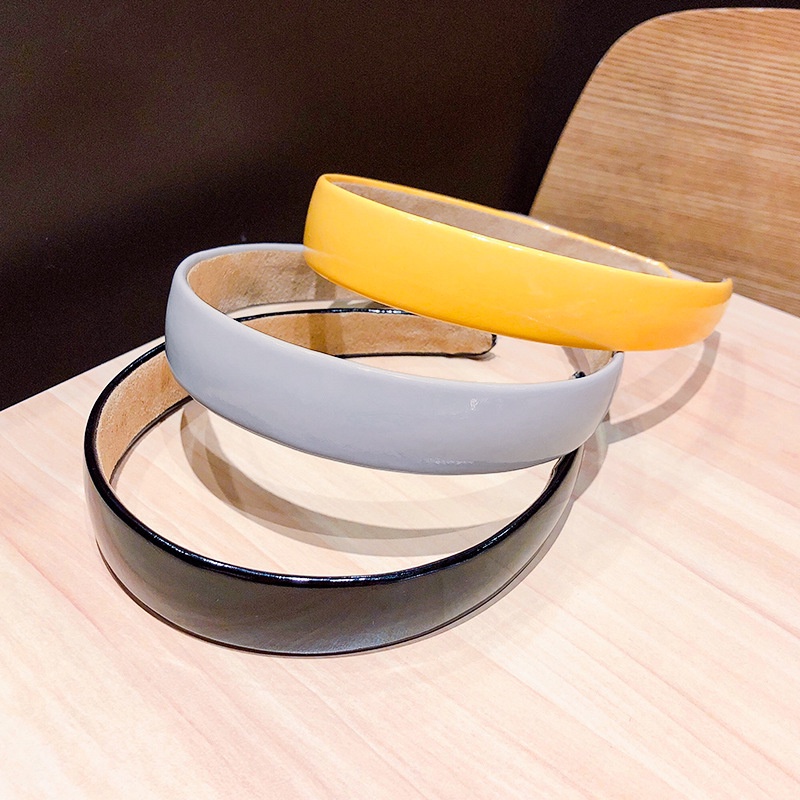 ผ้าโพกศีรษะสายคาดศีรษะหนัง Pu สไตล์เกาหลีสําหรับผู้หญิงสีแคนดี้