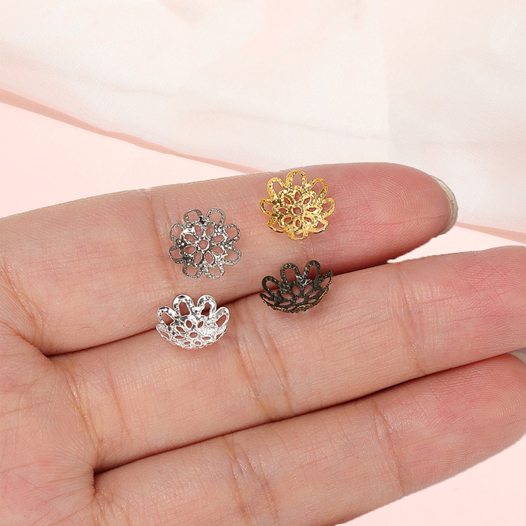 ฝาครอบลูกปัด ลายดอกไม้ สีทอง 10 มม. สําหรับทําเครื่องประดับ สร้อยข้อมือ ต่างหู DIY 200 ชิ้น