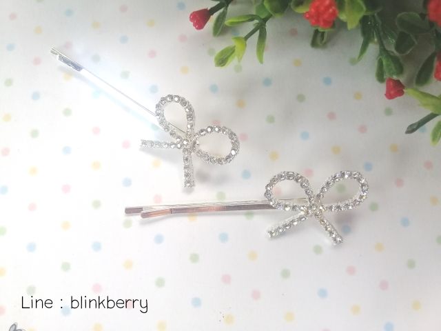 พร้อมส่ง 2 สี 3 แบบ   กิ๊บคู่ลายหัวใจ, โบว์