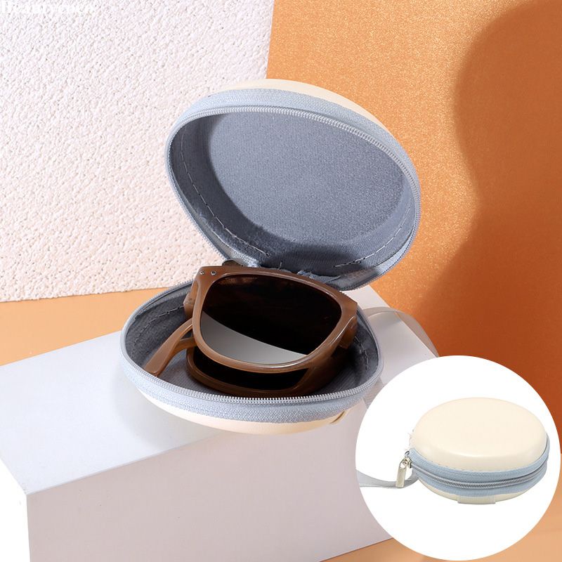 พร้อมส่ง- กล่องแว่นกันแดด ทรงกลม มีซิป แบบพกพา พับได้ สําหรับส่งจากไทย-Beautycoco.th