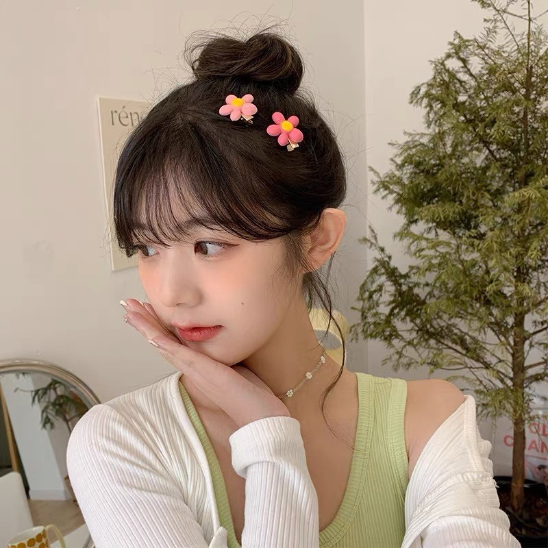 พร้อมส่ง กิ๊บติดผมหน้าม้า รูปปากเป็ด น่ารัก สีชมพู อุปกรณ์เสริม 5 ชิ้น