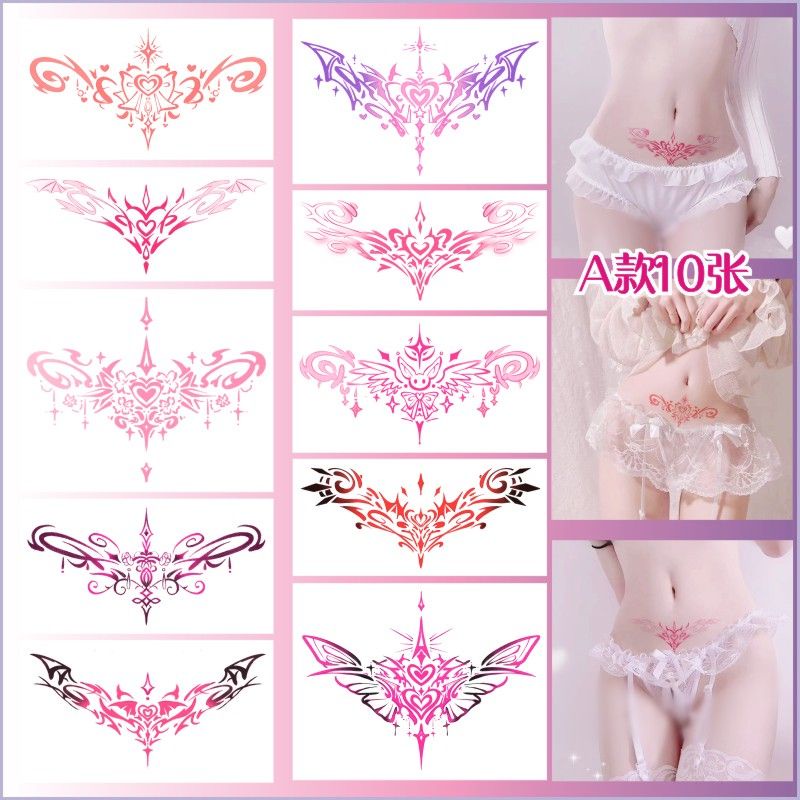 [พร้อมส่ง] สติกเกอร์รอยสัก รูปหัวใจ กันน้ํา เซ็กซี่ สําหรับร่างกาย หน้าท้อง สมุนไพร