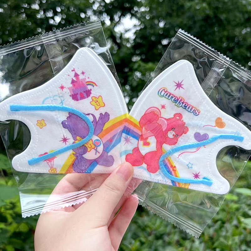 [พร้อมส่ง] หน้ากากอนามัย ลายการ์ตูนหมีสายรุ้ง 3D 3 ชั้น แบบใช้แล้วทิ้ง สําหรับเด็ก