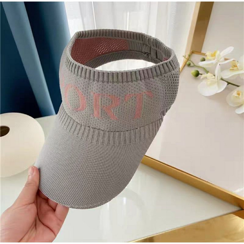 [พร้อมส่ง] หมวกผู้ใหญ่ครึ่งหัวไตล์เกาหลี หมวกเปิดหัวกันแดดสำหรับผู้หญิง ลาย SPORT