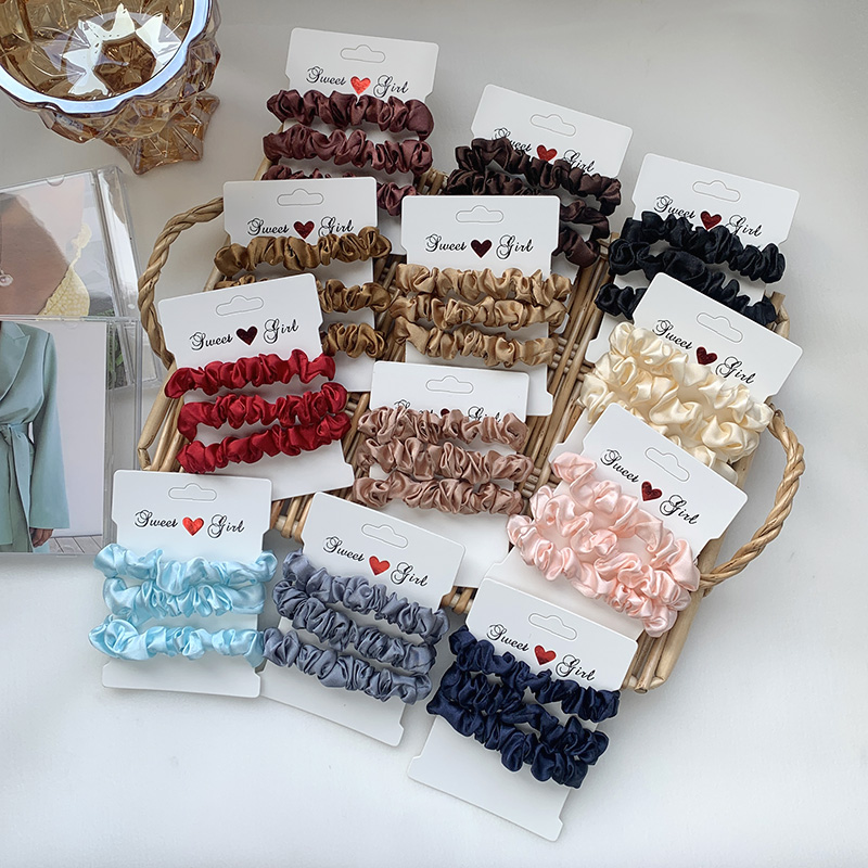 [พร้อมส่ง] อุปกรณ์ทําผมยางรัดผมซาตินยืดหยุ่นสําหรับผู้หญิง 3 ชิ้น #Shopee17